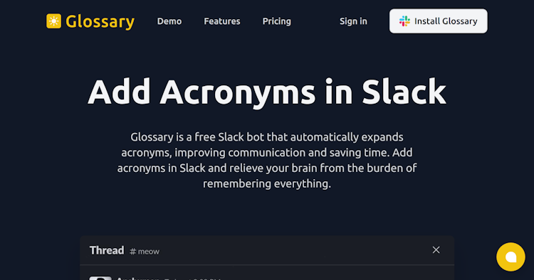 Glossary - acronyms for Slack